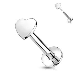 Złoto 585 labret serduszko płaskie push-in