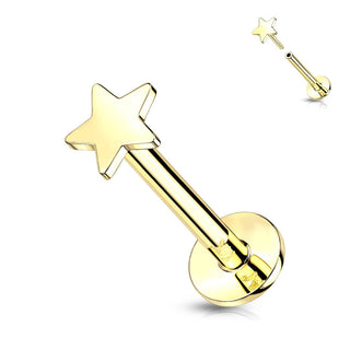 Złoto 585 labret gwiazdka płaska push-in