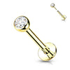 Złoto 585 labret okrągła cyrkonia push-in