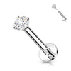 Złoto 585 labret okrągła cyrkonia push-in