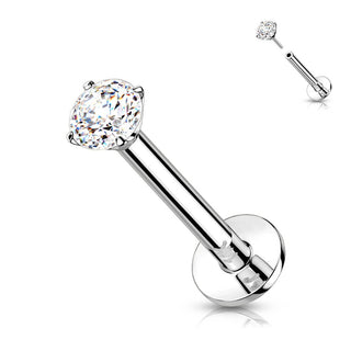 Złoto 585 labret okrągła cyrkonia push-in