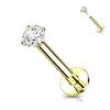 Złoto 585 labret okrągła cyrkonia push-in