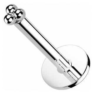 Złoto 585 labret trzy kulki push-in