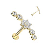 Złoto 585 labret kwiatek cyrkonia push-in