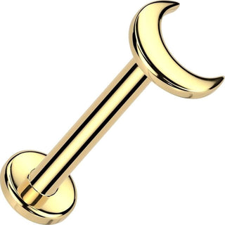 Złoto 585 labret kolczyk do nosa księżyc płaski push-in