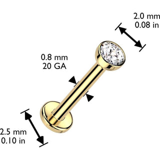 Złoto 585 labret kolczyk do nosa cyrkonia push-in