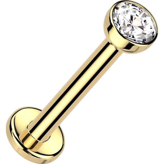 Złoto 585 labret kolczyk do nosa cyrkonia push-in