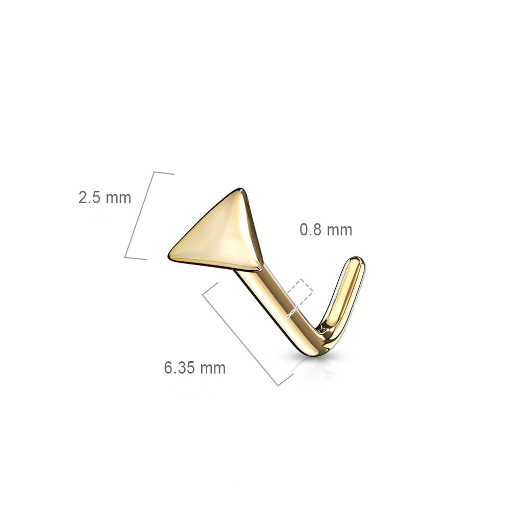 Złoto 585 kolczyk do nosa w kształcie litery l płaski trójkąt