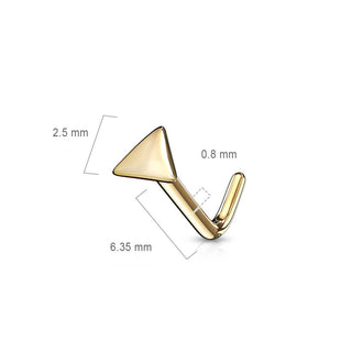 Złoto 585 kolczyk do nosa w kształcie litery l płaski trójkąt