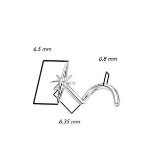 Złoto 585 kolczyk do nosa zakręcony gwiazdka