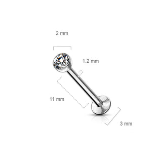 Labret kulka cyrkonia srebrny push-in