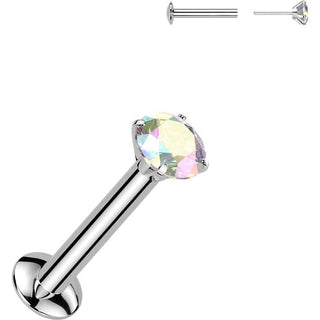 Labret cyrkonia oprawa bezel srebrny Push-in