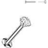 Labret cyrkonia oprawa bezel srebrny Push-in