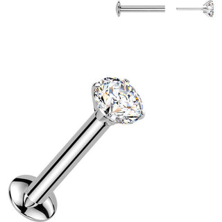 Labret cyrkonia oprawa bezel srebrny Push-in