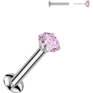 Labret cyrkonia oprawa bezel srebrny Push-in
