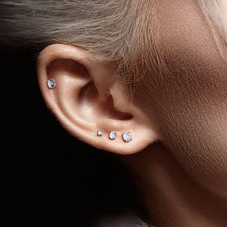 Labret cyrkonia oprawa bezel srebrny Push-in