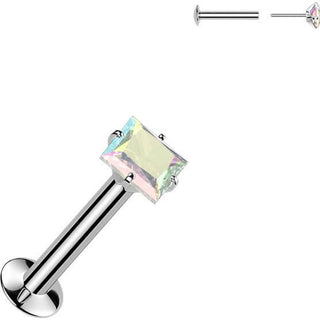 Labret kwadratowa cyrkonia w pazurkach push-in