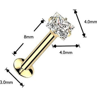 Labret kwadratowa cyrkonia w pazurkach push-in