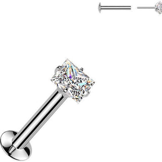 Labret kwadratowa cyrkonia w pazurkach push-in