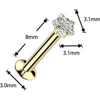 Labret gwiazdka cyrkonia w pazurkach push-in