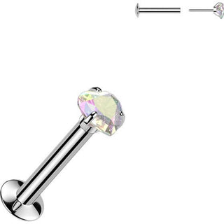 Labret serce cyrkonia w pazurkach push-in