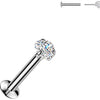 Labret serce cyrkonia w pazurkach push-in