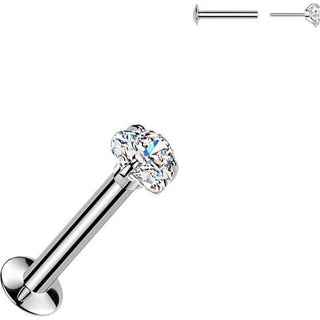 Labret serce cyrkonia w pazurkach push-in
