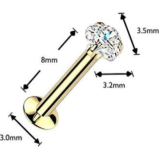 Labret serce cyrkonia w pazurkach push-in