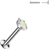 Labret łezka cyrkonia w pazurkach push-in