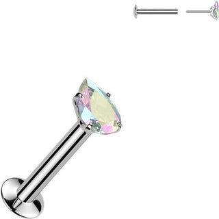 Labret łezka cyrkonia w pazurkach push-in