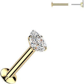 Labret łezka cyrkonia w pazurkach push-in