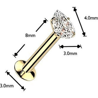 Labret łezka cyrkonia w pazurkach push-in
