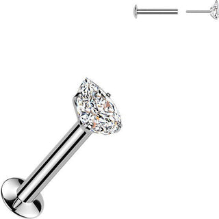 Labret łezka cyrkonia w pazurkach push-in