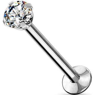 Labret cyrkonia oprawa bezel srebrny Push-in