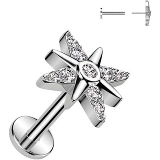 Labret gwiazdka cyrkonia push-in