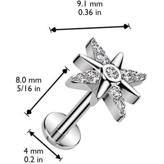 Labret gwiazdka cyrkonia push-in