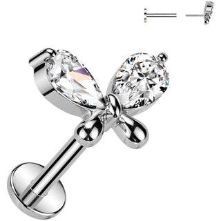 Labret motylek cyrkonia push-in