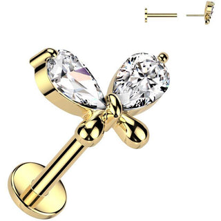 Labret motylek cyrkonia push-in