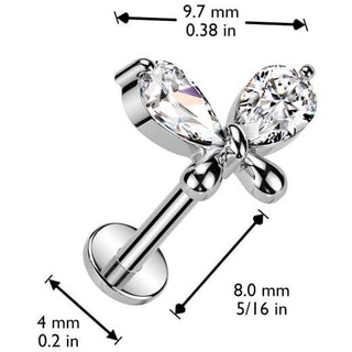 Labret motylek cyrkonia push-in
