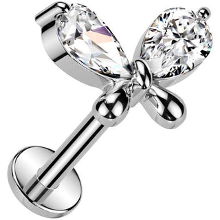 Labret motylek cyrkonia push-in