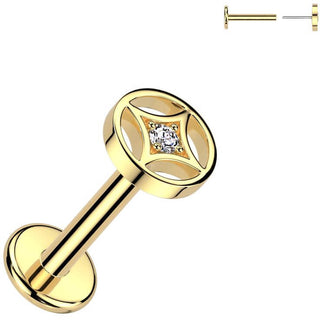Labret gwiazda czteroramienna cyrkonia push-in