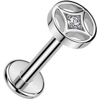 Labret gwiazda czteroramienna cyrkonia push-in