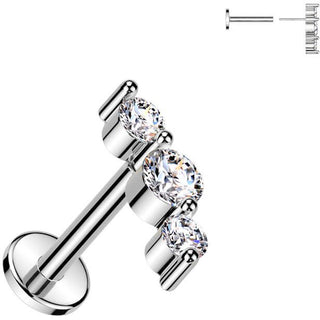 Labret 3 cyrkonie push-in