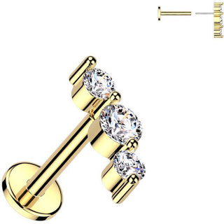 Labret 3 cyrkonie push-in