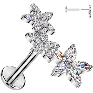 Labret kwiatki cyrkonia push-in