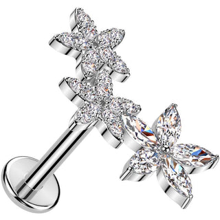 Labret kwiatki cyrkonia push-in