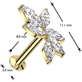 Labret winorośl cyrkonia push-in