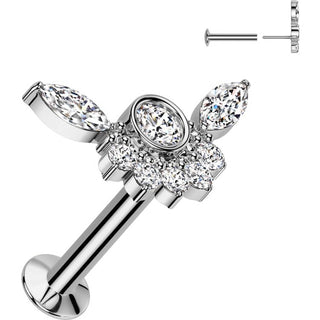 Labret cyrkonia oprawa bezel otoczona cyrkoniami push-in