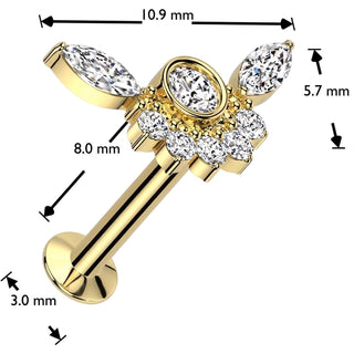 Labret cyrkonia oprawa bezel otoczona cyrkoniami push-in