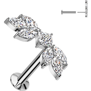 Labret cyrkonia szlif markizowy push-in